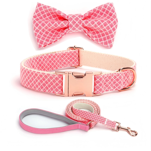 Collar de Perro Ajustable de Lujo con Placa de Identificación Personalizada, Patrón Sólido, Etiqueta de Identificación Desprendible, Hecho de Poliéster y Aleación - Product Image 1