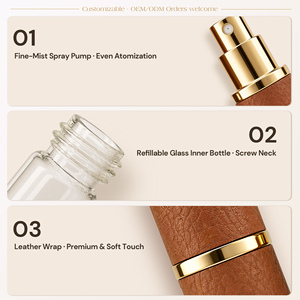 Atomiseur de <span class=keywords><strong>parfum</strong></span> portable en aluminium, étui de voyage 5 ml 10 ml, flacon de recharge de <span class=keywords><strong>parfum</strong></span> en cuir de luxe - Product Image 3