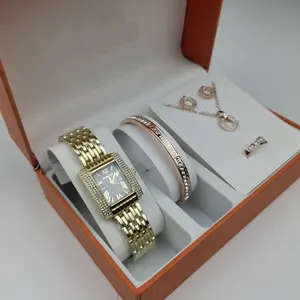 Sang Trọng Của Phụ Nữ Thạch Anh Đồng Hồ Thiết Lập Kim Cương Vuông Thép Ban Nhạc Cá Nhân Hàn Quốc Phiên Bản Thép Không Gỉ Dây Đeo Hợp Kim Con Trỏ - Product Image 3