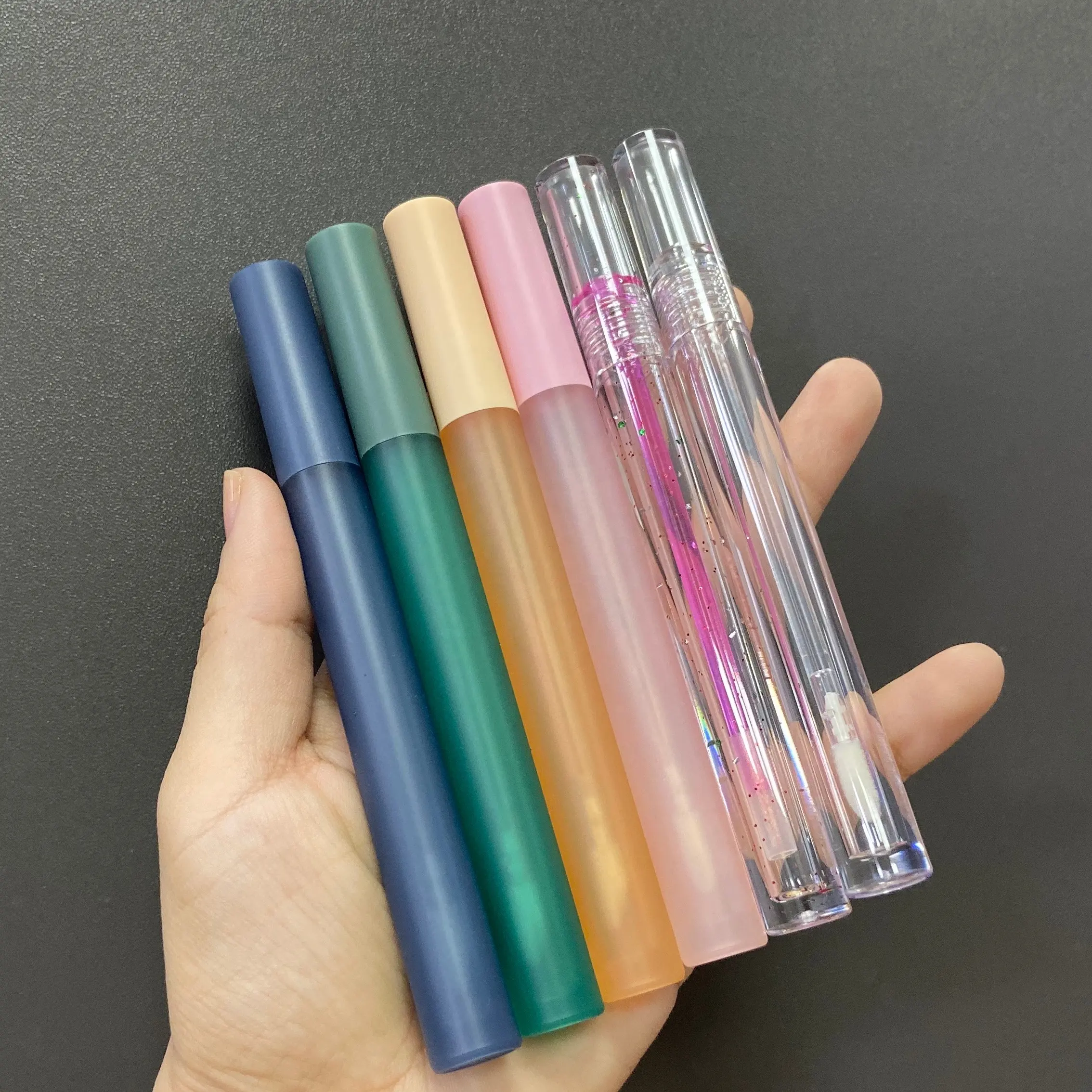 OEM High quality luxury full entire transparent AS PETG cosmetic tube empty clear lip gloss packaging bottle with clear wand cap