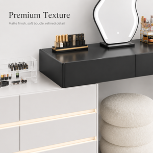 Ensemble <span class=keywords><strong>de</strong></span> coiffeuse moderne à LED avec miroir éclairé, <span class=keywords><strong>tiroirs</strong></span> <span class=keywords><strong>de</strong></span> rangement et tabouret pour chambre à coucher - Product Image 5