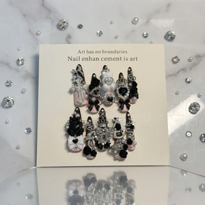 Uñas Postizas 3D Hechas a Mano, Extra Largas, Estilo Stiletto, Plateadas Cromadas, de Lujo <span class=keywords><strong>para</strong></span> Fiestas, Set de Uñas Postizas 3D Hechas a Mano - Product Image 2
