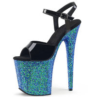 Sandales à plateforme à paillettes de 20 cm pour femmes, chaussures de pole dance, dessus en PU, semelle extérieure en PVC, talons sexy pour la pole dance