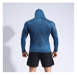 Personnalisé grande taille hommes à capuche à manches longues de haute qualité léger séchage rapide respirant mince vêtements de sport pour hommes hauts - Product Image 3