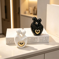 Décoration d'intérieur de luxe pour le Ramadan : Éléphant en céramique plaqué or, design Art Déco en forme de cœur, pour couple créatif