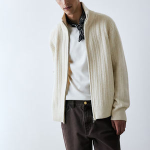 Pull cardigan zippé 3D pour homme, personnalisé, avec logo sur le devant, en coton tricoté, veste unique, vêtements en tricot - Product Image 3