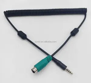 TRRS 3.5mm Stereo jack to Mini DIN 6PIN Green audio spiral cable