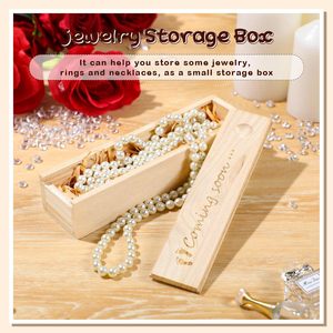 Boîte cadeau en bois rectangulaire 20x4x2cm, boîte de rangement gravée pour emballage de bijoux - Product Image 5