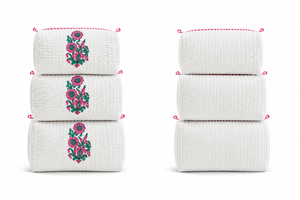 Floral Embroidered Cotton Large Capacity Cosmetic Bag Quilted <b>Makeup</b> Pouch Zipper for Organizer Vintage <b>Travel</b> <b>Case</b> - Product Image 1