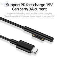 USB-C Type-C Alimentation Chargeur Adaptateur 65W 15V 3A PD Rapide De Charge Câble pour Microsoft Surface Pro 7/6/5/4/3 Livre/Livre 2
