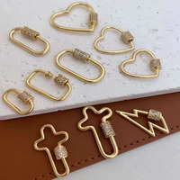 Fournitures de fabrication de bijoux accessoires CZ mousqueton fermoir doré porte-clés coeur bricolage bracelet fermoirs