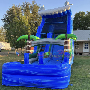 Toboggan aquatique gonflable de qualité commerciale pour enfants, avec piscine, en forme de dauphin, pour fêtes en plein air. - Product Image 3
