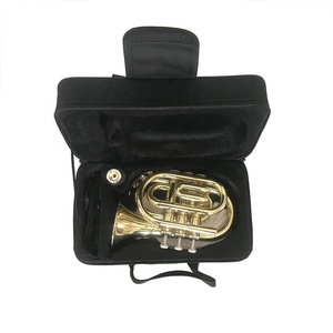 SEASOUND Mini <span class=keywords><strong>trompeta</strong></span> de bolsillo OEM JYPT406 Instrumento de tono BB de latón dorado barato - Product Image 3