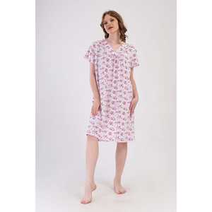 Camisón de Algodón para Mujer Anna, Manga Corta, Estampado Floral Clásico, Ropa de Dormir Suave, Blanco - Product Image 2