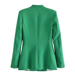 2022 봄/여름 여성 스트리트 트렌디 캐주얼 정장 칼라 짧은 단색 블레이저 - Product Image 3