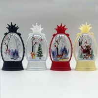Mini bougie LED flottante décorative OEM rétro, motif scène de Noël enneigée, sans flamme, en plastique, piles AG13, pour ambiance de table
