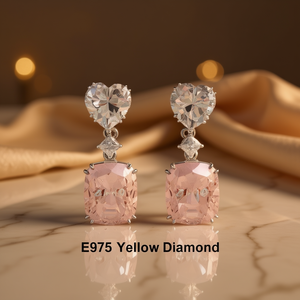 Zinio – boucles d'oreilles en forme de cœur, serti de griffes de diamants jaunes, bijoux romantiques en cristal pour femmes, E975 - Product Image 2