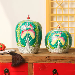 ประเทศจีนผู้ผลิตภาพวาดมือเซรามิกกระป๋องจัดเก็บสง่างามตกแต่งแจกันดอกไม้พอร์ซเลนขิงขวดสำหรับการตกแต่ง - Product Image 2