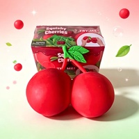 Balle anti-stress en forme de cerise, rebond rapide, en TPR, design réaliste, pour les plus de 14 ans