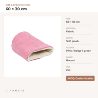 Vente en gros de lit pour chat rond et confortable en peluche, sac de couchage pour chat, nid pour chat avec doublure en polaire douce et chaude pour chats d'intérieur OEM