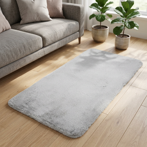 Tapis en fausse fourrure gris tweed, doux et moelleux, antidérapant, décoratif, 60x120 cm - Product Image 2