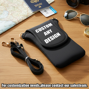 Custodia per telefono in neoprene personalizzata, porta carte impermeabile <span class=keywords><strong>rosa</strong></span> con tracolla - Product Image 4