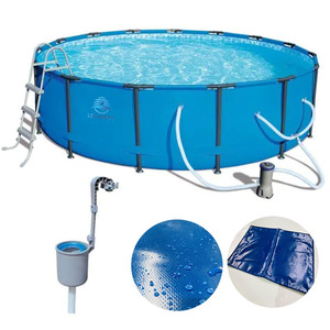 Litong Custom Bạt Lớn AO Kim Loại Khung Hồ Bơi Gia Đình Bền Hình Chữ Nhật Pvc Hồ Bơi - Product Image 4