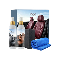 Kit d'entretien pour sellerie automobile : Spray de lavage pour cuir, éponge et serviette, pH équilibré, revitalise sièges et tableau de bord