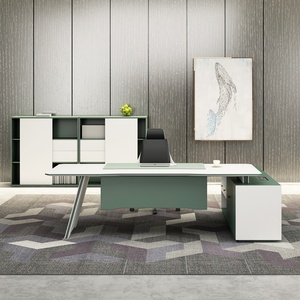 Modern Luxury Design Executive <b>Desk</b> High Quality Wooden 'L' Shape Manager Office <b>Desk</b> Factory Supply Olive Green Convertible - Product Image 2