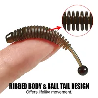Leurre souple flottant Sponpoler TPE 4,2 cm 0,35 g, corps côtelé, queue sphérique, appât artificiel micro-jig pour la pêche au bar, à la perche et à la truite