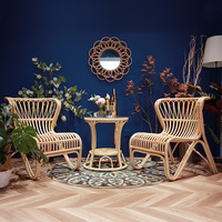 Fauteuil de salon vintage en rotin et renard