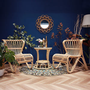 Fauteuil de salon vintage en rotin et renard - Product Image 3