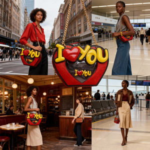 Bolso Bandolera Personalizado Y2K con Diseño de Corazón y 'Te Amo', Ventana Transparente - Product Image 4