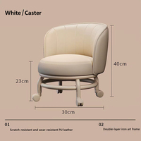 Tabouret rond moderne réglable en hauteur avec dossier pour bureau à domicile, table de manucure, ordinateur, salon, coiffeuse