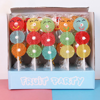 Sucettes colorées de 20g, bonbons mous sur brochettes, sucettes rondes aux saveurs de fruits mélangés, forme visage souriant, fabricant OEM, vente en gros, personnalisable
