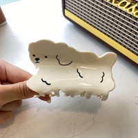 Pince à cheveux en acétate motif Poodle mignon, taille moyenne, style dessin animé, pince requin, douce et simple pour usage quotidien féminin