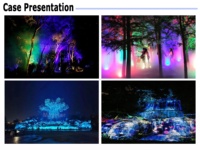 Oeuvres Immersive Projection 3D Vidéo Extérieur Forêt Rivière Paysage Maille d'éclairage Projecteur de cartographie