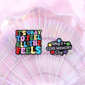 Está bien sentir todo lo que se siente, alfileres esmaltados, texto colorido divertido, <span class=keywords><strong>hoy</strong></span> es <span class=keywords><strong>un</strong></span> día de memoria central, broches, insignia de solapa, adorno de joyería - Product Image 3