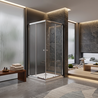 Cabine de douche encadrée Alcove 60x32 pouces avec paroi coulissante transparente de 8 mm et niche à trois côtés