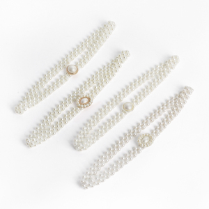 <span class=keywords><strong>Ceinture</strong></span> élastique élégante pour <span class=keywords><strong>femme</strong></span> avec boucle en alliage et perles, idéale pour la décoration de robes, accessoire <span class=keywords><strong>chic</strong></span> amincissant - Product Image 1