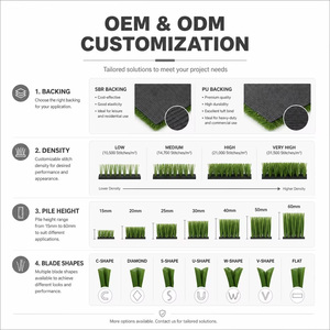 Gazon synthétique de football avec support en PU, hauteur de poils de 15 mm à 60 mm, 10 500 à 31 500 points, kit de protection antichoc, usine de gazon synthétique - Product Image 3