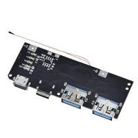 Module de charge pour batterie externe mobile 18650 avec double port USB (QC4.0, QC3.0, LED), 5V 4.5A 22.5W, Micro/Type-C, et protection contre la température et les circuits.