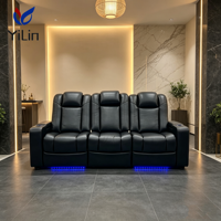 Canapé de cinéma inclinable électrique 3 places pour salle de cinéma de villa moderne, fauteuil triple connecté avec porte-gobelets