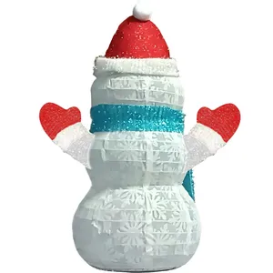 24" USB 8-function Timing Remote Control 33pcs LED Lights Sprinkled With Powdered Snowflake Cloth Snowman