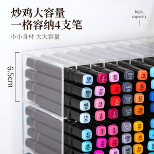 Transparent Marker Storage Box Square Plastic Pen Holder Large Capacity Desktop Organizer For Art Supplies - Product Image 4