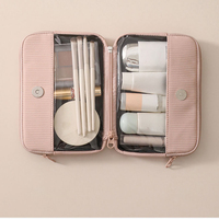 Pochette de maquillage moderne en velours côtelé, organiseur de voyage avec compartiments à double fermeture éclair pour cosmétiques, modèle chinois BBC2316