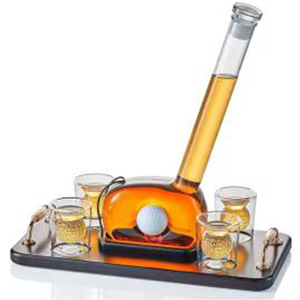 Cadeaux de golf uniques sur le thème du golf, ensemble de carafe à whisky de golf de 750 ml avec 4 verres à shot en forme de balles de golf pour bourbon, scotch, vodka, <span class=keywords><strong>tequila</strong></span> - Product Image 1