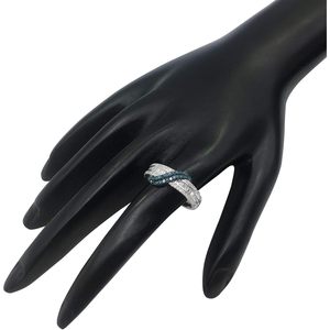 Bague de fiançailles en spirale de diamants 0,54 ct, taille ronde baguette, en argent sterling 925, couleur G H, clarté P2, bijoux fins pour femmes - Product Image 4