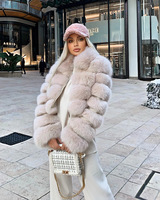 Manteau d'hiver de haute qualité à col rabattu, luxueux et duveteux, pour femmes, veste courte en fausse fourrure