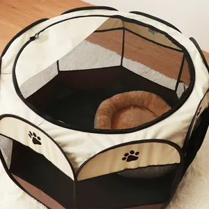 Tenda Hewan Peliharaan Lipat Portabel Kandang Segi Delapan Rumah Anjing untuk Tenda Kucing Playpen Puppy Kennel Pengoperasian Mudah Pagar Luar Ruangan Rumah Anjing Besar